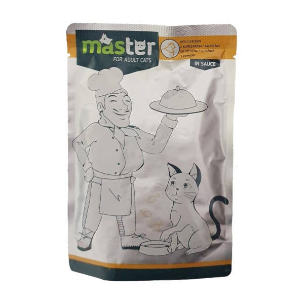 Master Wet Food Chicken In Sauce - Υγρή Τροφή Γάτας Σε Φακελάκι Κοτόπουλο Σε Σάλτσα 80gr