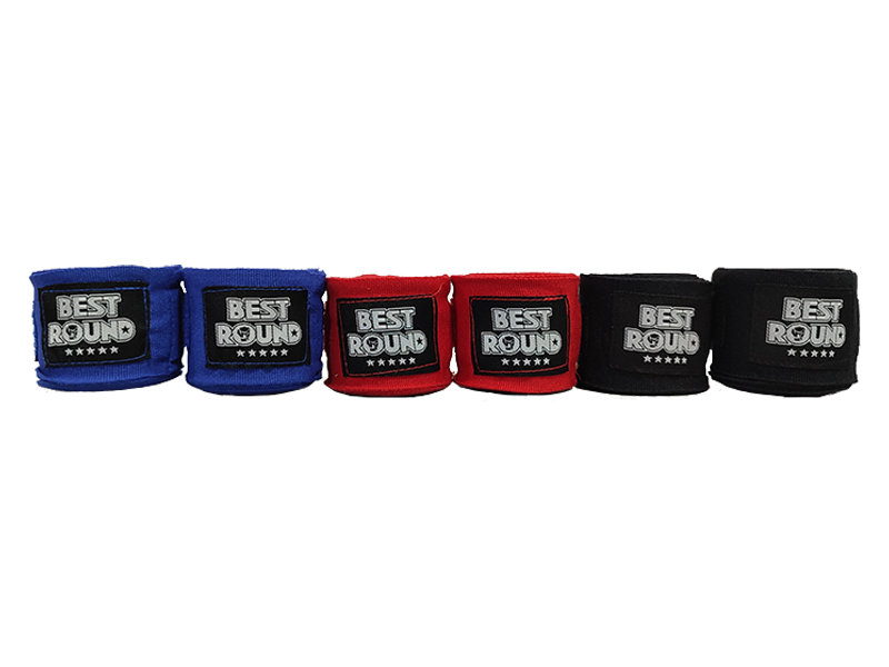 BEST ROUND ELASTIC BANDAGE HAND WRAP - ΕΛΑΣΤΙΚΗ ΓΑΖΑ (RED-BLUE-BLACK)