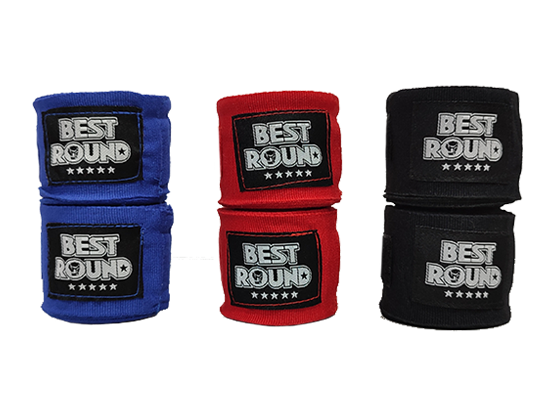 BEST ROUND ELASTIC BANDAGE HAND WRAP - ΕΛΑΣΤΙΚΗ ΓΑΖΑ (RED-BLUE-BLACK)