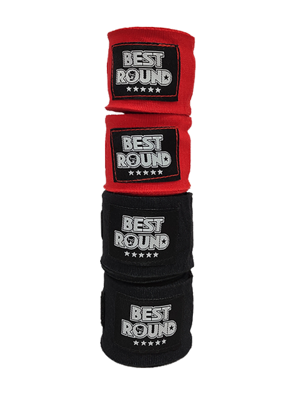 BEST ROUND ELASTIC BANDAGE HAND WRAP - ΕΛΑΣΤΙΚΗ ΓΑΖΑ (RED-BLUE-BLACK)