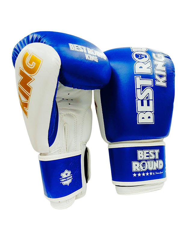 BEST ROUND KING LEATHER GLOVES - ΔΕΡΜΑΤΙΝΑ ΓΑΝΤΙΑ ΤΟΥ BOX (BLUE/ΜΠΛΕ)