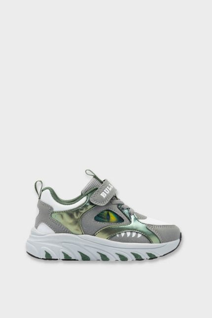 BULL BOYS OCCHIOSAURO Παιδικά Sneakers Δεινόσαυρος με Φωτάκια Γκρι/Πράσινο