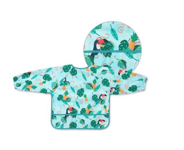 BabyOno Αδιάβροχη σαλιάρα με μακρύ μανίκι 6m+ - Toucans BN1476/02