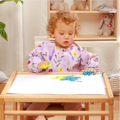 BabyOno: Αδιάβροχη σαλιάρα με μακρύ μανίκι 6m+ Garden BN1476/01