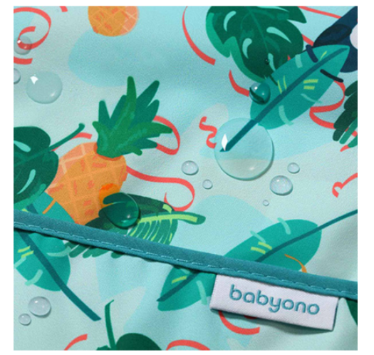 BabyOno Αδιάβροχη σαλιάρα με μακρύ μανίκι 6m+ - Toucans BN1476/02