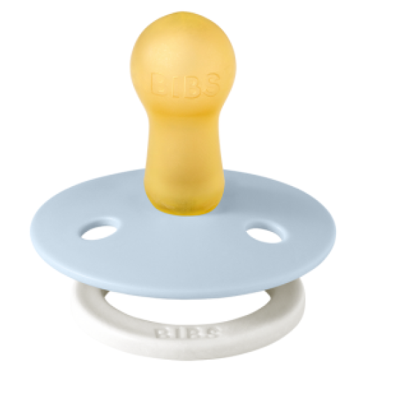 Bibs σετ πιπίλες 2τμχ latex – iron/baby blue glow –στρόγγυλη No1 110266
