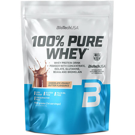 BioTechUSA 100% Pure Whey (400g) – Premium Πρωτεΐνη Ορού Γάλακτος Chocolate-Peanut Butter