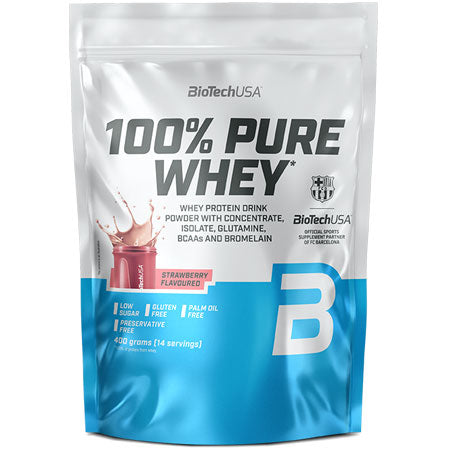 BioTechUSA 100% Pure Whey (400g) – Premium Πρωτεΐνη Ορού Γάλακτος Strawberry