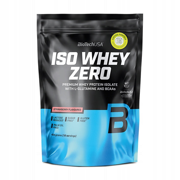 Biotech USA Iso Whey Zero With Glutamine & BCAAs Πρωτεΐνη Ορού Γάλακτος Χωρίς Γλουτένη & Λακτόζη 454gr Strawberry