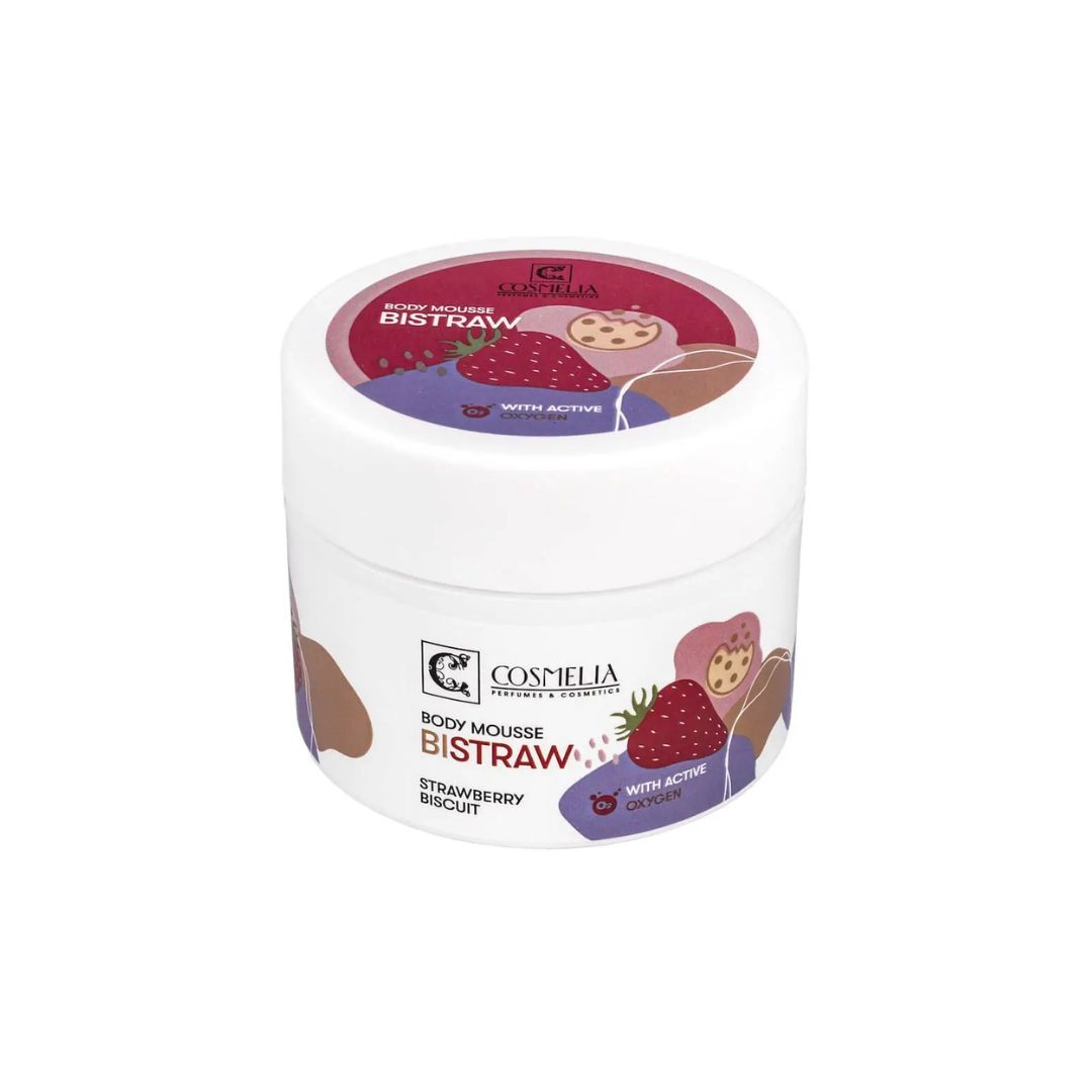 Body Mousse -Bistraw- Άρωμα Μπισκότο & Φράουλα 200ml | Cosmelia