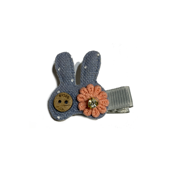 Κοκκαλάκι Σκύλου "Rabbit" Μπλε Τζιν 4x3,5cm