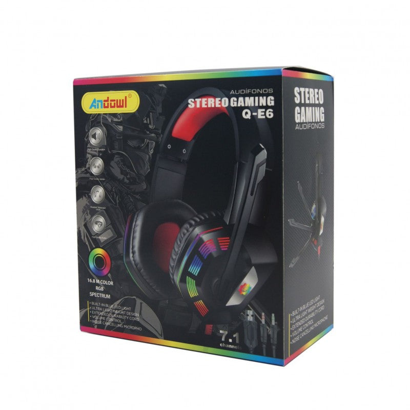 ΕΝΣΥΡΜΑΤΑ ΑΚΟΥΣΤΙΚΑ STEREO GAMING ΜΕ LED RGB ANDOWL Q-E6