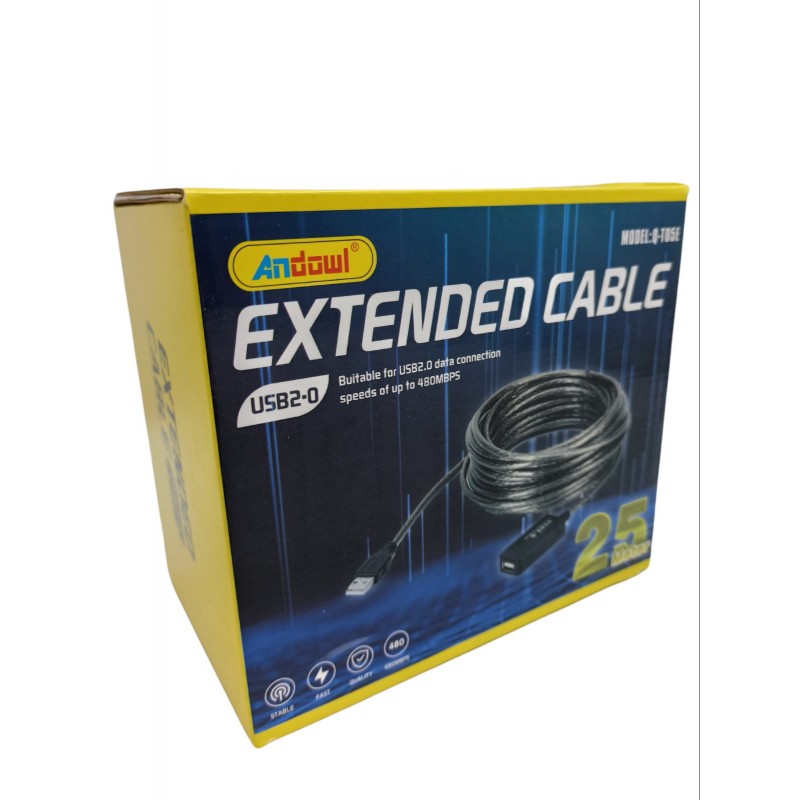 ΕΠΕΚΤΑΣΗ ΚΑΛΩΔΙΟΥ USB 2.0 25m ANDOWL Q-T05E