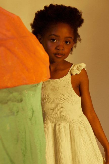 Zippy-Kids πλεκτό φόρεμα κορίτσι λευκό