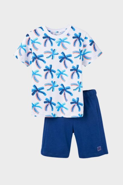 Ζippy Kids σετ ‘PALM TREES’ αγόρι λευκό