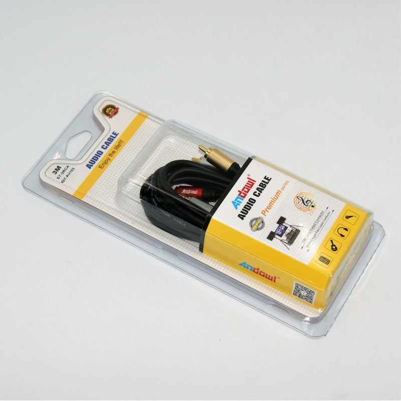 ΚΑΛΩΔΙΟ ΗΧΟΥ ΣΤΕΡΕΟ 3m AUX-3RCA ANDOWL QY-AV103
