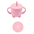Baby Donkey Παιδικό Κύπελο σιλικόνης με καλαμάκι (160ml) και δοχείο σνακ 2 σε 1 ροζ 6+ μηνών SICUSNC04