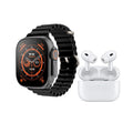 Σετ Smartwatch με 7 λουράκια και ασύρματα ακουστικά Bluetooth - GUS-00 - 260172 - Black