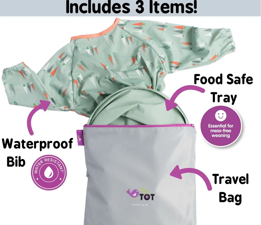 Tidy Tot Σετ Σαλιάρας - Δίσκου Sage Green Bib &amp; Tray Kit BTK21SG