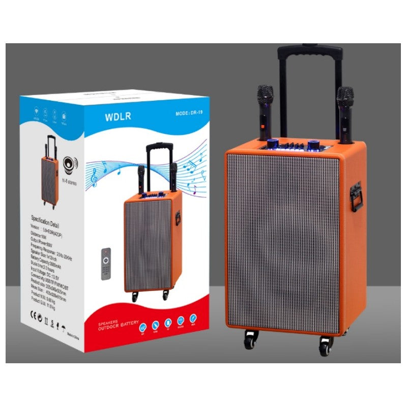 ΦΟΡΗΤΟ ΗΧΕΙΟ/WOOFER ΚΑΡΑΟΚΕ ΜΕ 2 ΜΙΚΡΟΦΩΝΑ & ΤΗΛΕΧΕΙΡΙΣΤΗΡΙΟ 12''/60W DR-19