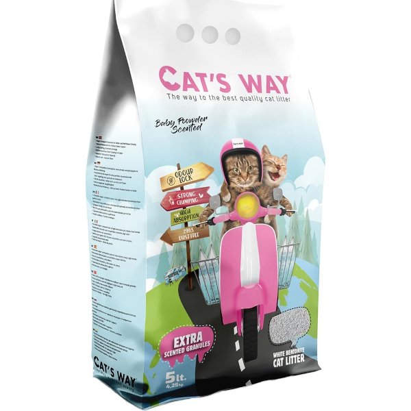 Cat's Way Μπετονίτης Άμμος Γάτας Baby Powder Clumping 5lt