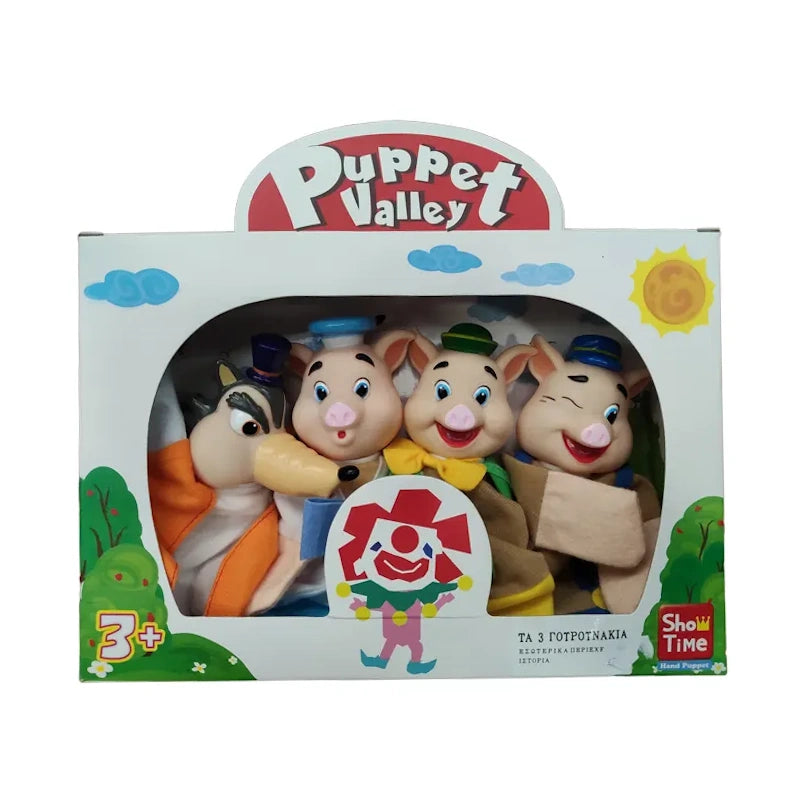 Argy Toys Σετ Μαριονέτες Κουκλοθέατρου Τα 3 Γουρουνάκια