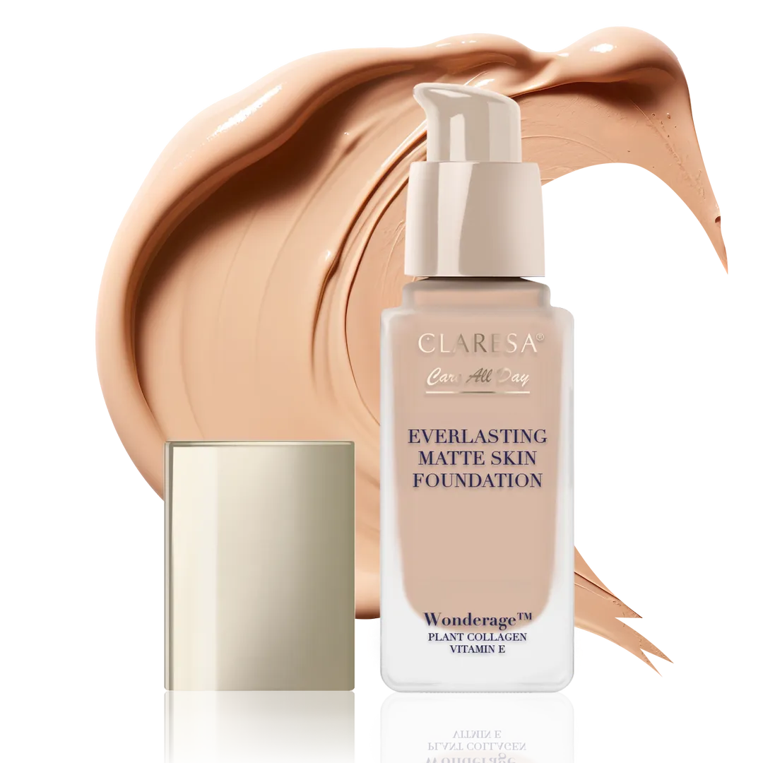 CLARESA | Care All Day Everlasting Matte Skin Foundation 06 Natural Tan (32ml) | 24H Full Coverage & Care | CEVMSF06