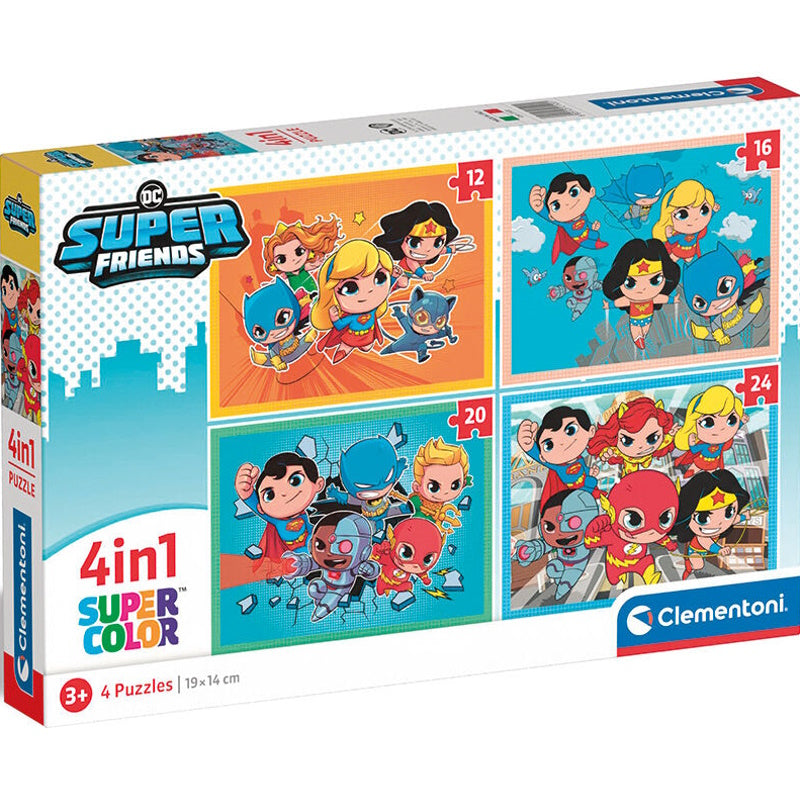 Clementoni Παιδικό Παζλ 4 in 1 Supercolor DC Comics Super Friends