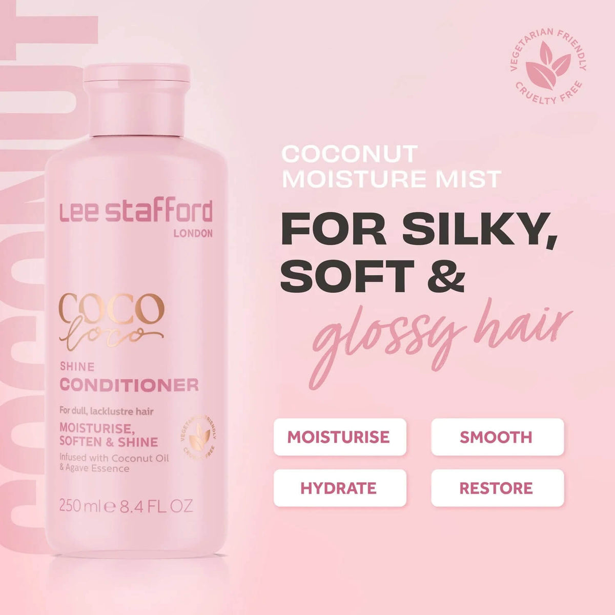 Coco Loco - Conditioner Λάμψης Για Ξηρά, Αφυδατωμένα &amp; Θαμπά Μαλλιά 250ml | Lee Stafford