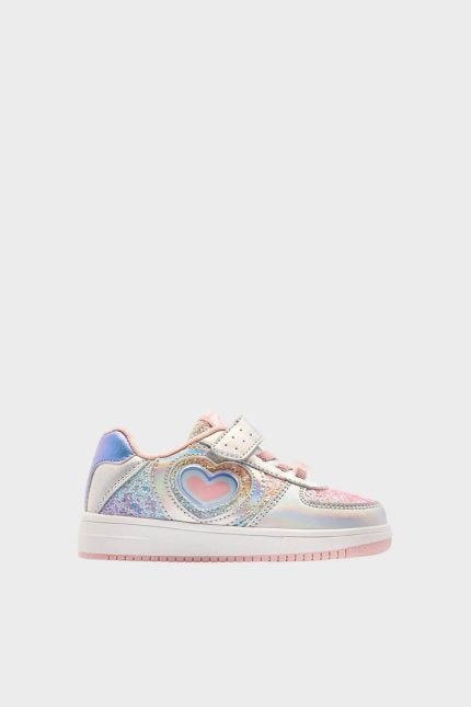 Conguitos Heart sneakers με φωτάκια ασημί