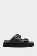 D.Franklin Παντόφλα Flatform Vibe Buckle Champion Black