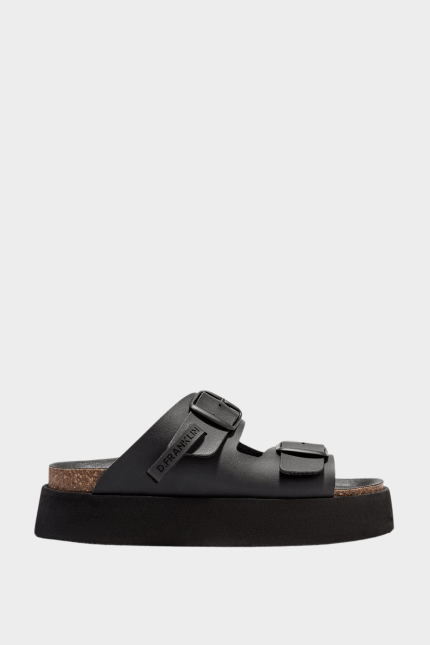 D.Franklin Παντόφλα Flatform Vibe Buckle Champion Black