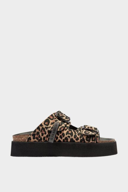 D.Franklin Παντόφλα Flatform Vibe Buckle Leopard