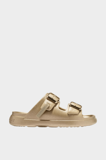 D.Franklin Παντόφλα Vibe Foam 2 Buckles Met Light Gold