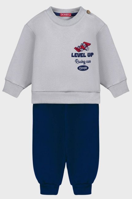 DOMER Βρεφικό Σετ Φούτερ LEVEL UP  Γκρι / Μπλε