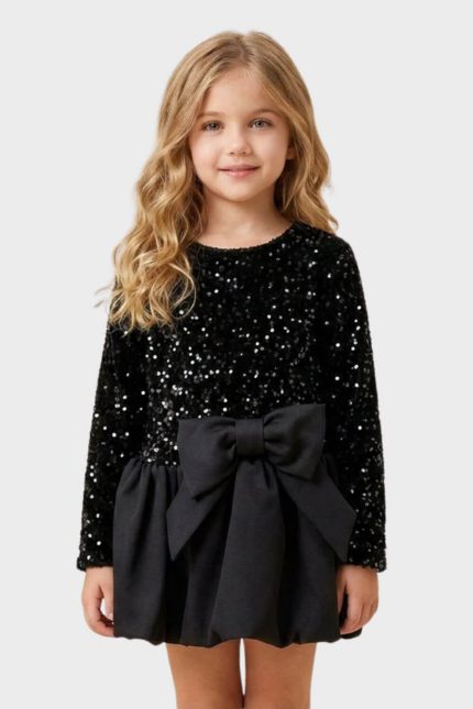Mery Φόρεμα με παγιέτες μαύρο