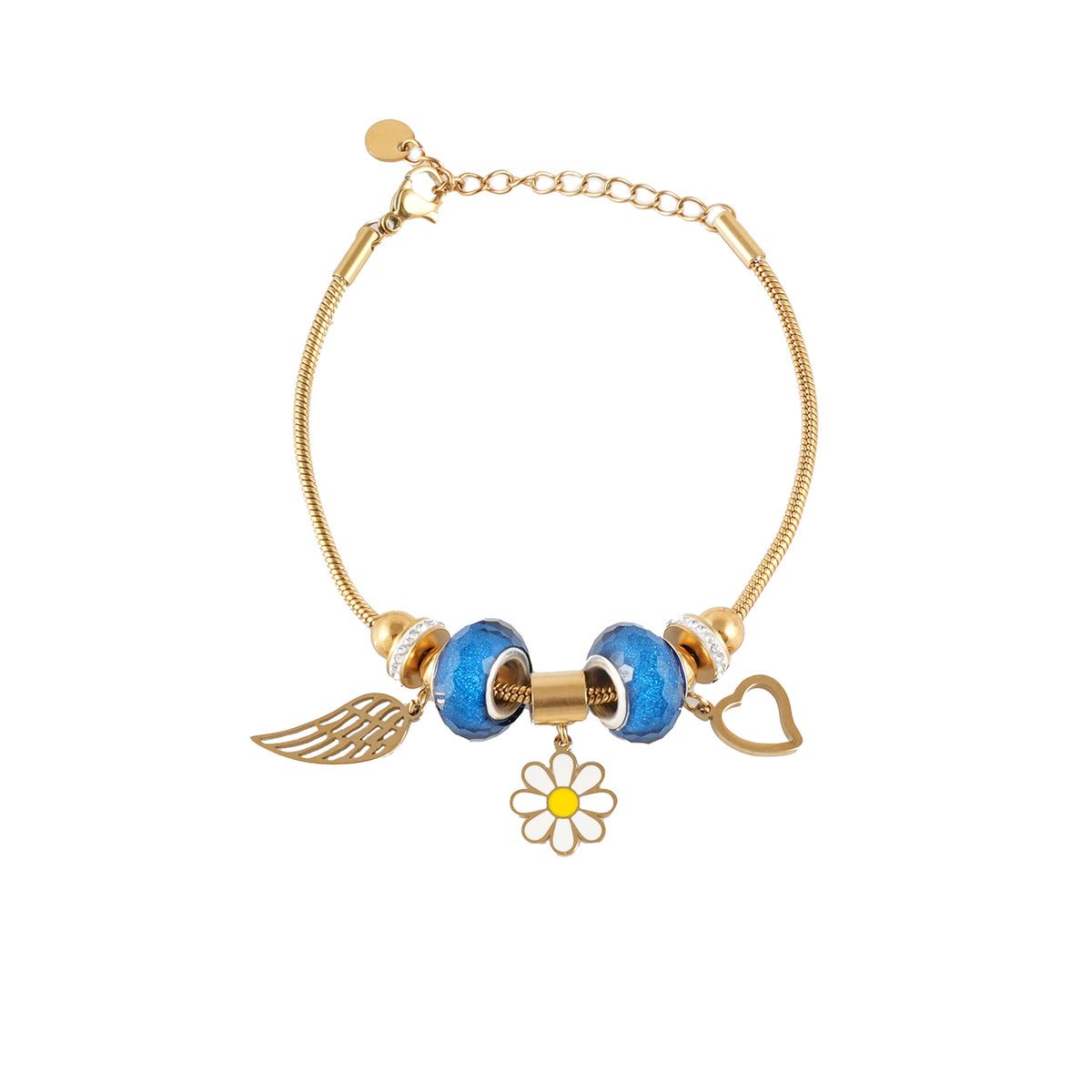 Βραχιόλι χρυσό με μπλε και charms