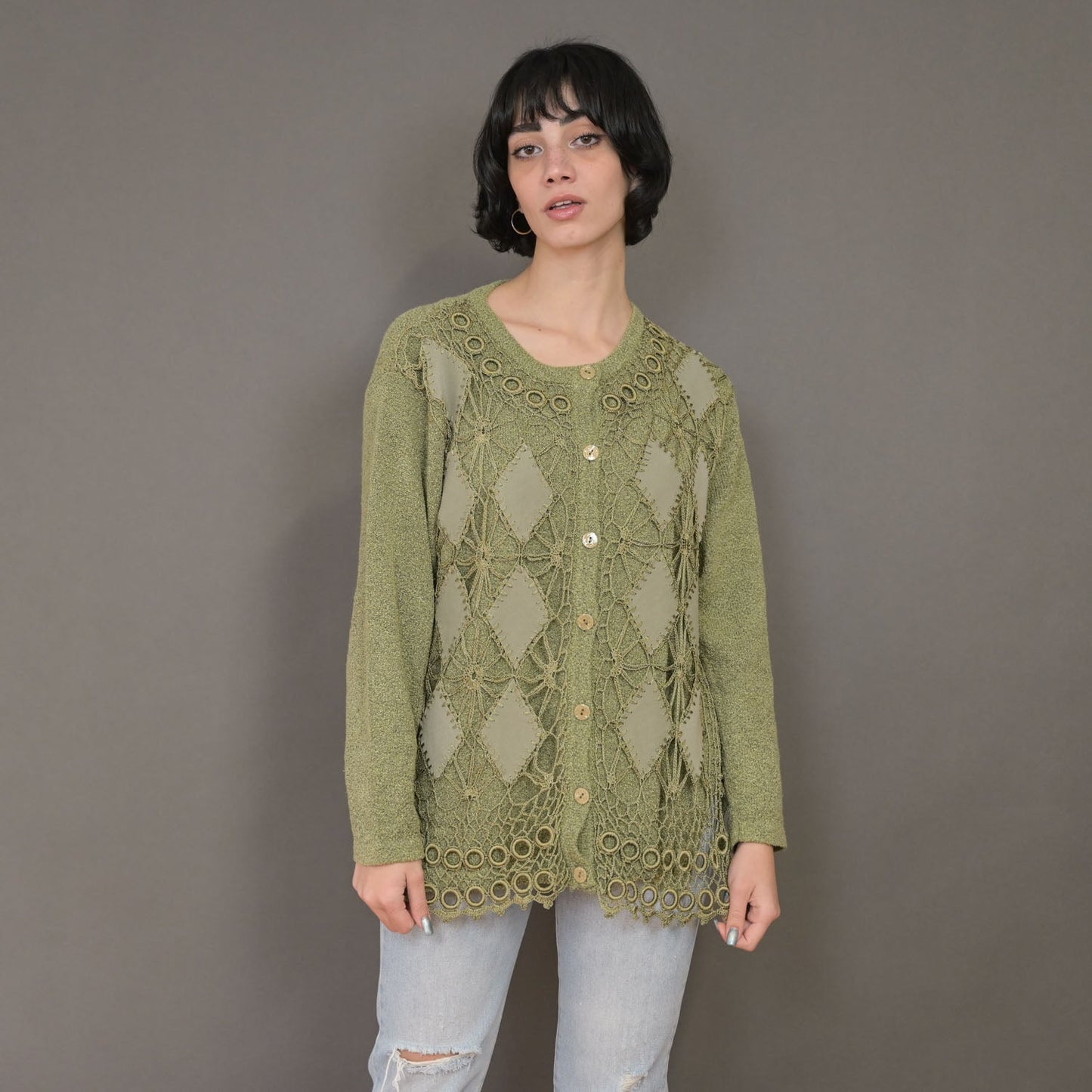 VIN-KNIT-20593 Vintage πλεκτή ζακέτα M