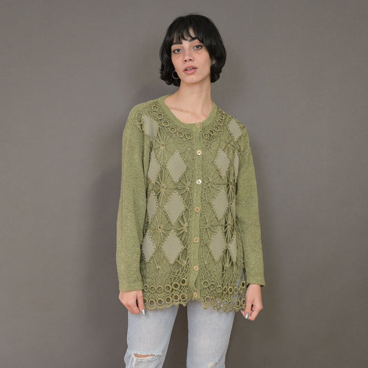 VIN-KNIT-20593 Vintage πλεκτή ζακέτα M