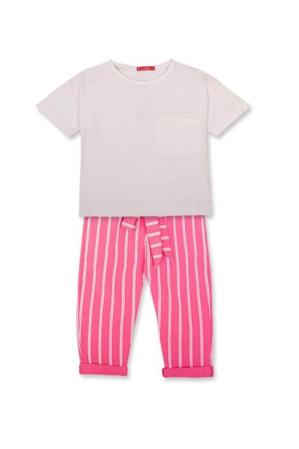 Domer σετ με παντελόνι ριγέ φουξ