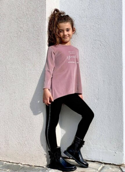 Domer σετ παντελόνι μπλούζα μαύρο ροζ