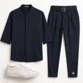 Ανδρικό Σετ Μαο Πουκάμισο & Jogger Παντελόνι Loose Fit με τόκα