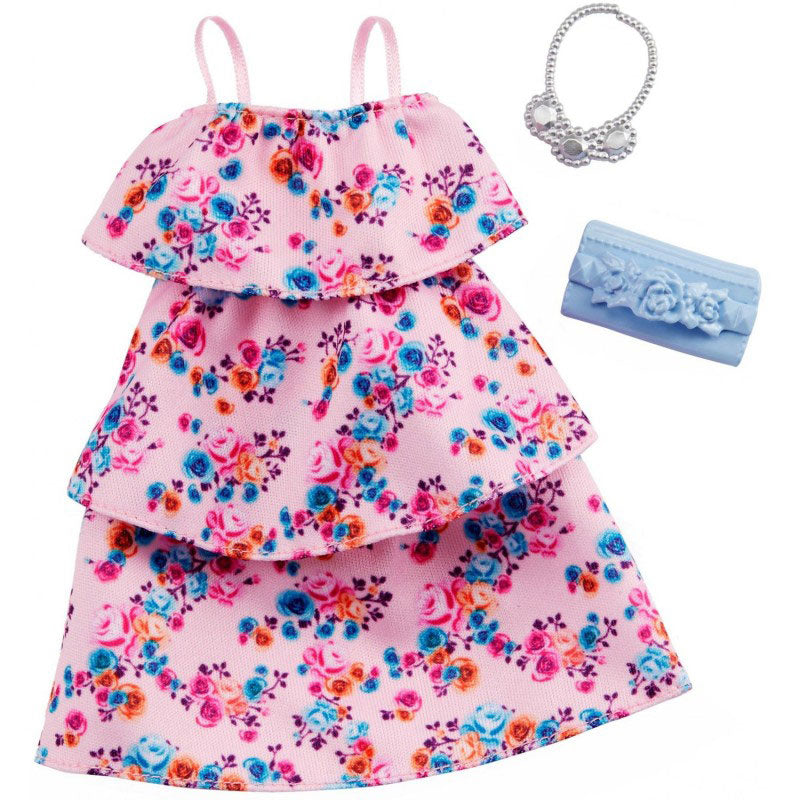 Mattel Barbie Fashion Βραδινά Σύνολα Pink Floral Party Dress Ροζ Φόρεμα Με 2 Αξεσουάρ FND47 / GHW80
