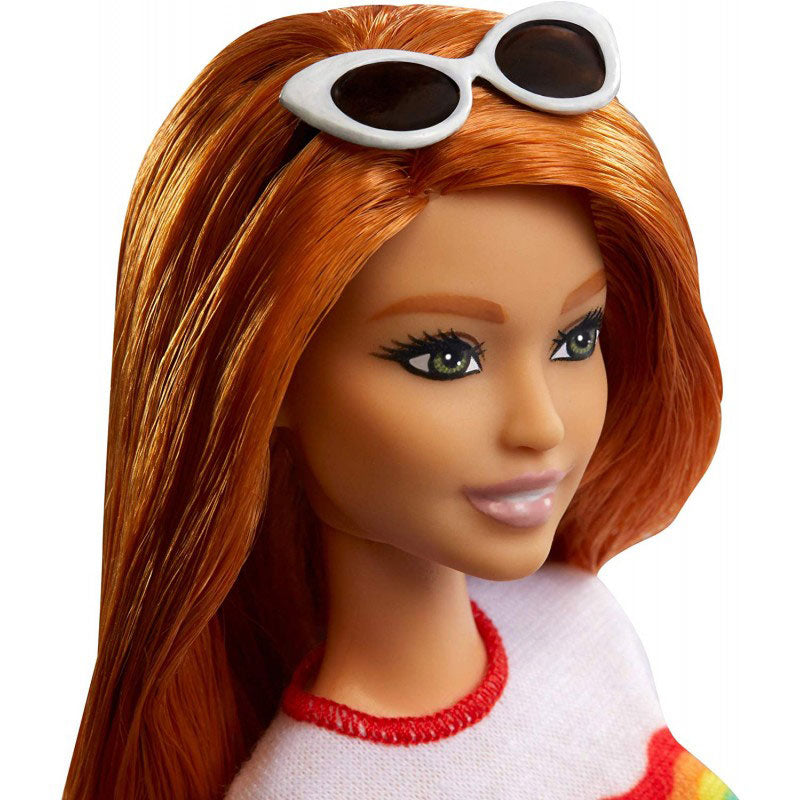Mattel Barbie Fashionistas 122 Original Κοκκινομάλλα Κούκλα Με Μπλουζάκι Ουράνιο Τόξο FBR37 / FXL55