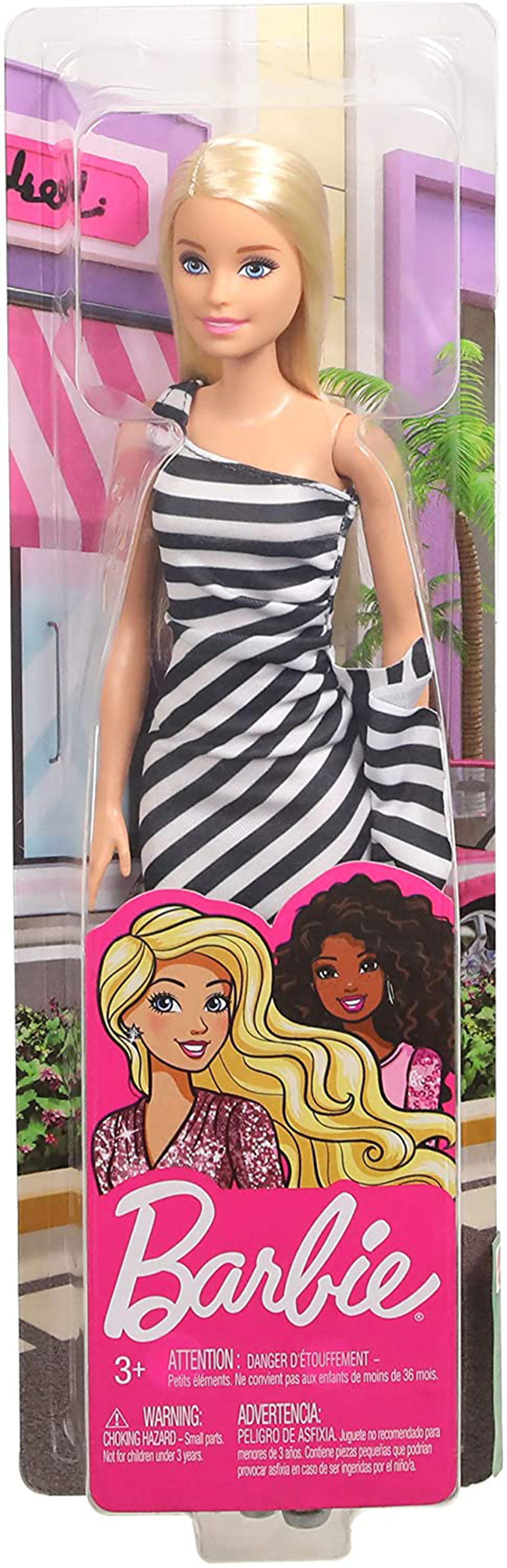 Mattel Barbie Μοντέρνα Φορέματα Με Αξεσουάρ, Ριγέ Ασπρόμαυρο Φόρεμα, Ξανθιά Κούκλα T7580 / FXL68