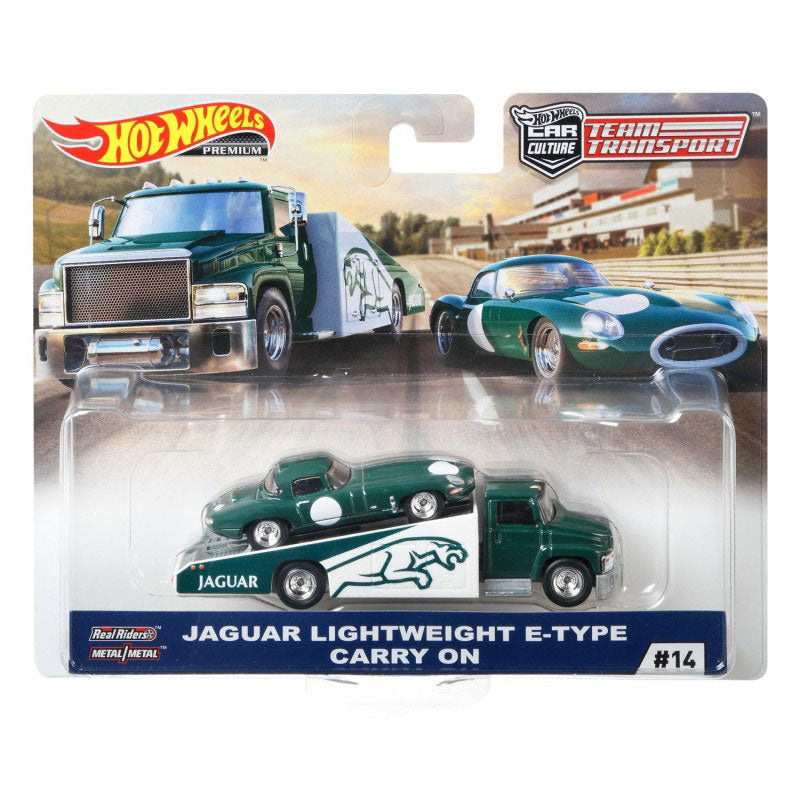 Mattel Hot Wheels Jaguar Lightweight E-Type And Carry On Premium Collector FYT13