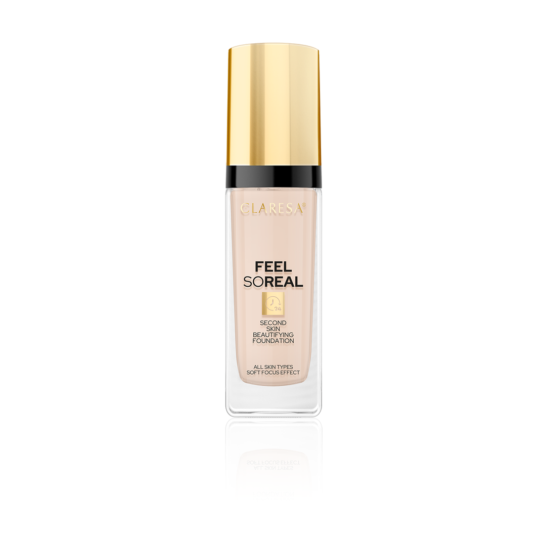 Claresa | FEEL SO REAL Second Skin Beautifying Foundation No 04 Medium (34g) | CFSRSSBF04