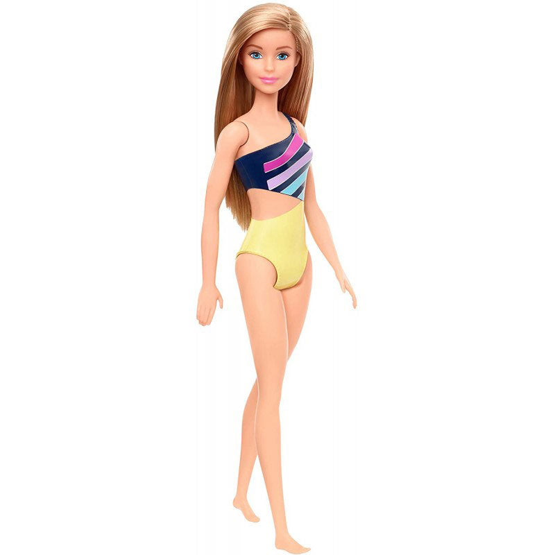 Mattel Barbie Beach Water Play Κούκλα Με Μωβ Και Κίτρινο Μαγιό DWJ99 / GHW41