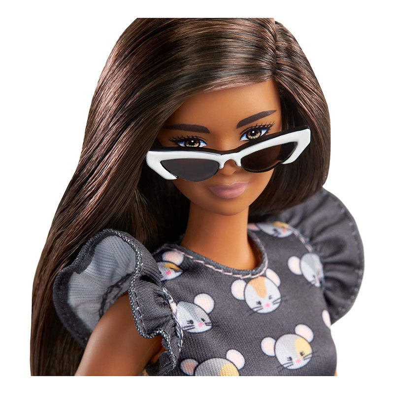 Mattel Barbie Fashionistas Κούκλα Num 140 Original Μελαχρινή Κούκλα Με Φόρεμα Mouse FBR37 / GHW54