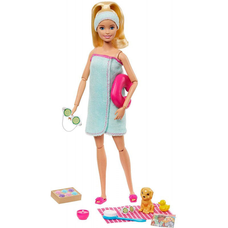 Mattel Barbie Wellness Ημέρα Ομορφιάς Σπα Κούκλα Με Κουτάβακι Και 9 Αξεσουάρ GKH73 / GJG55